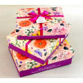 Exquisite Flowers Printing Gift Packing Box with Ribbon